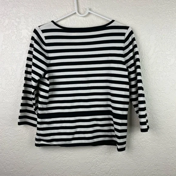 Emma James by Liz Claiborne black and white strip blouse - Picture 5 of 5